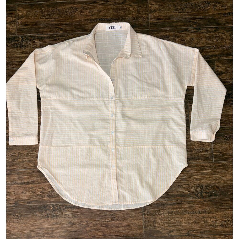 P.CILL Yellow Striped Linen-Blend Button-Up - M